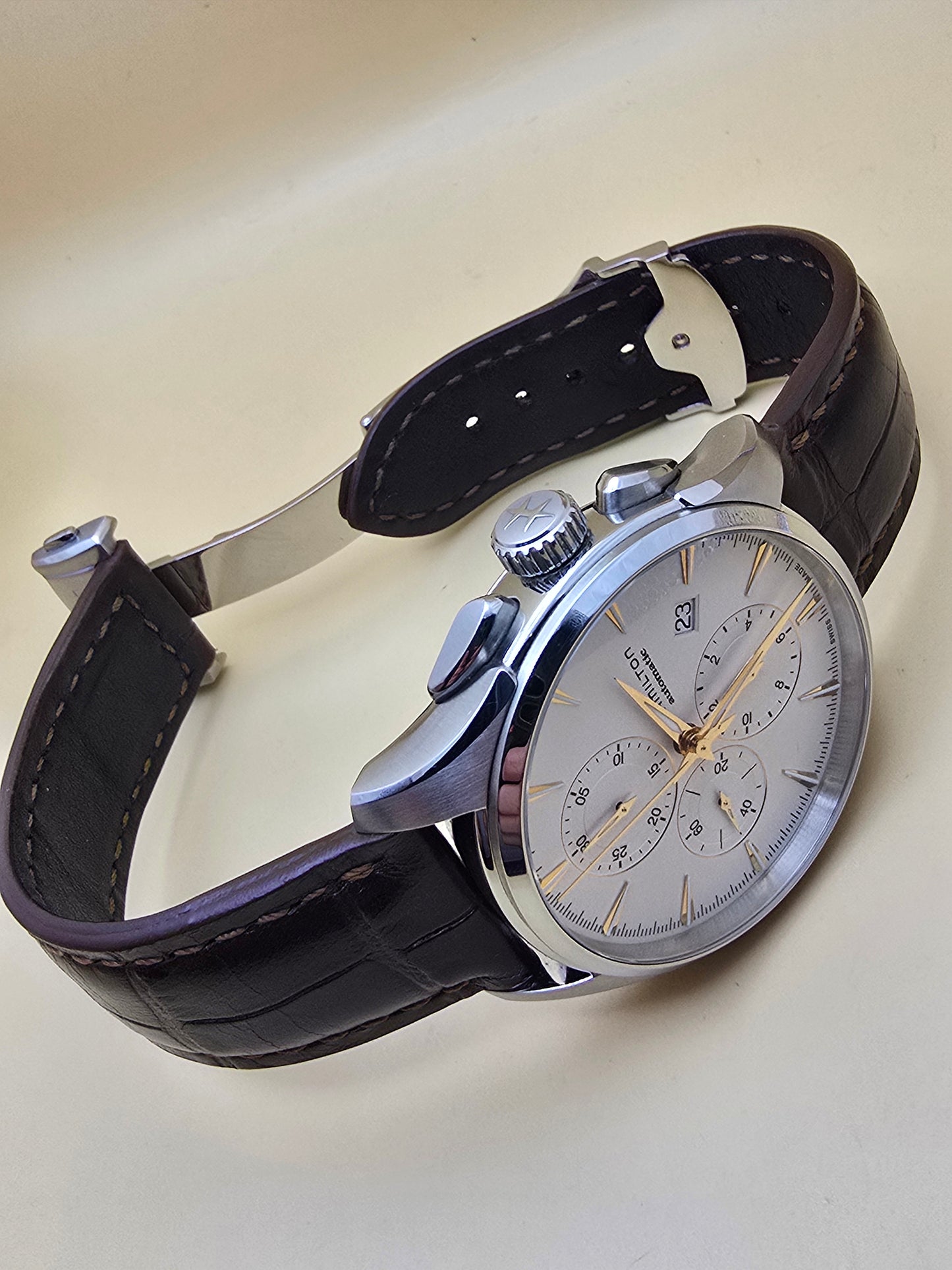 Hamilton Jazzmaster Auto Chrono  White 41mm full set
