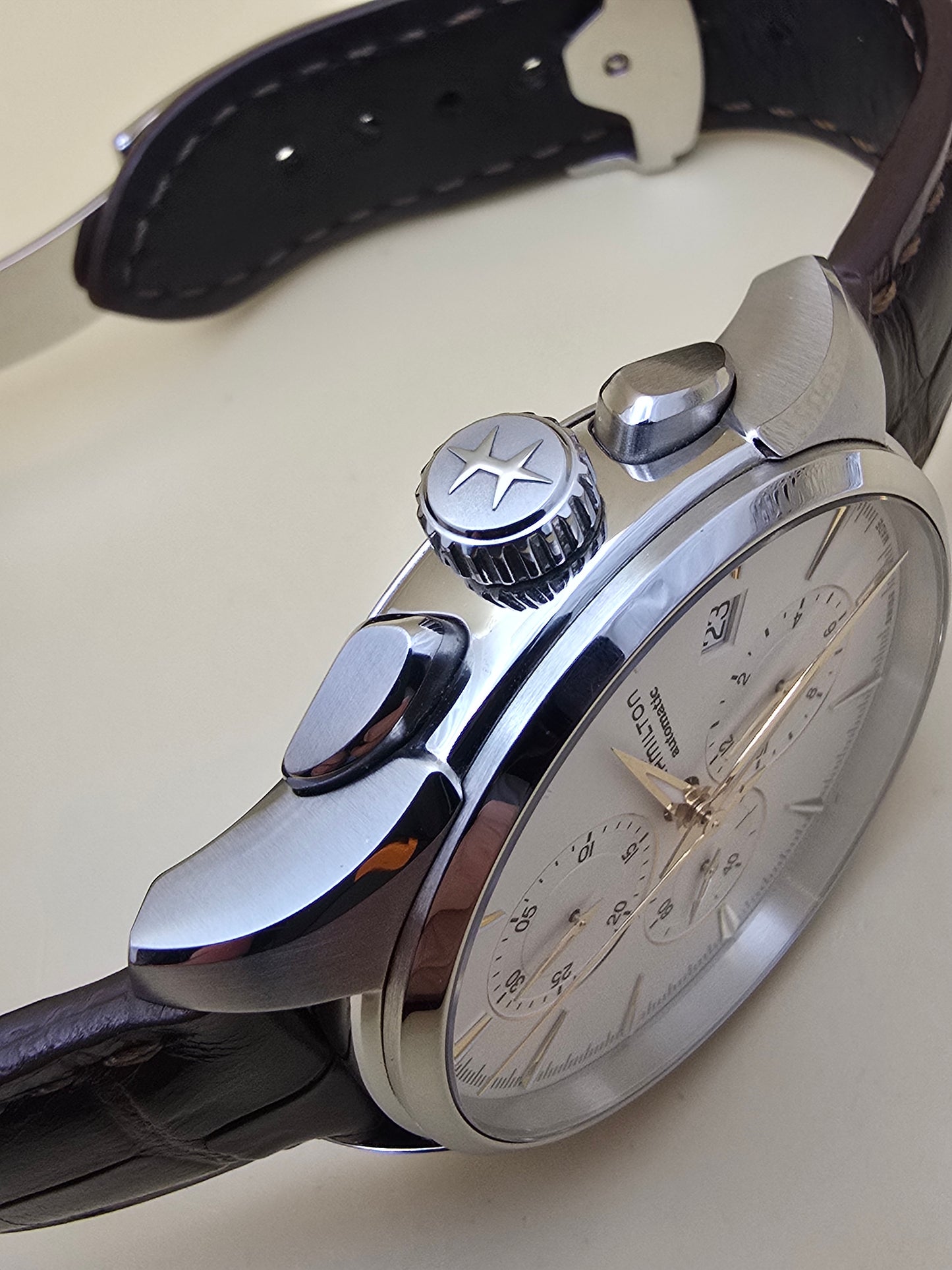 Hamilton Jazzmaster Auto Chrono  White 41mm full set