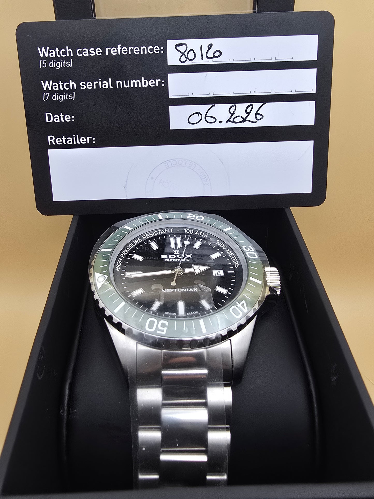 Edox Neptunian Green Ceramic 44mm full set nou