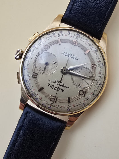Cronographe Suisse 18K Almadia vintage 1940-1950