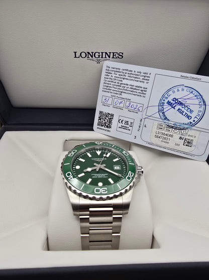 Longines Hydroconquest New Green Ceramic 42mm full set nou 31.07.2026