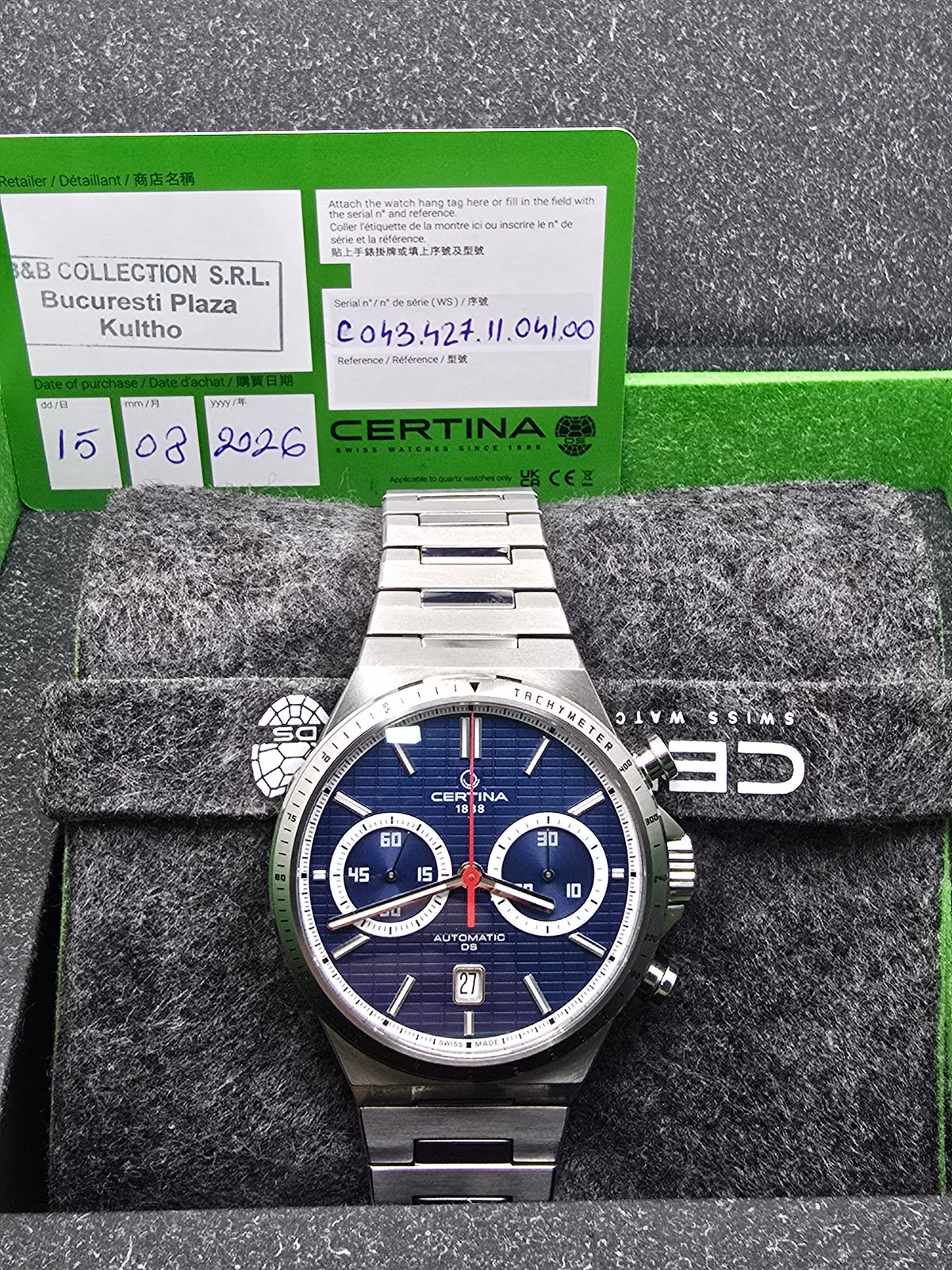 Certina DS-7 Chrono Blue full set 42mm 08.2026