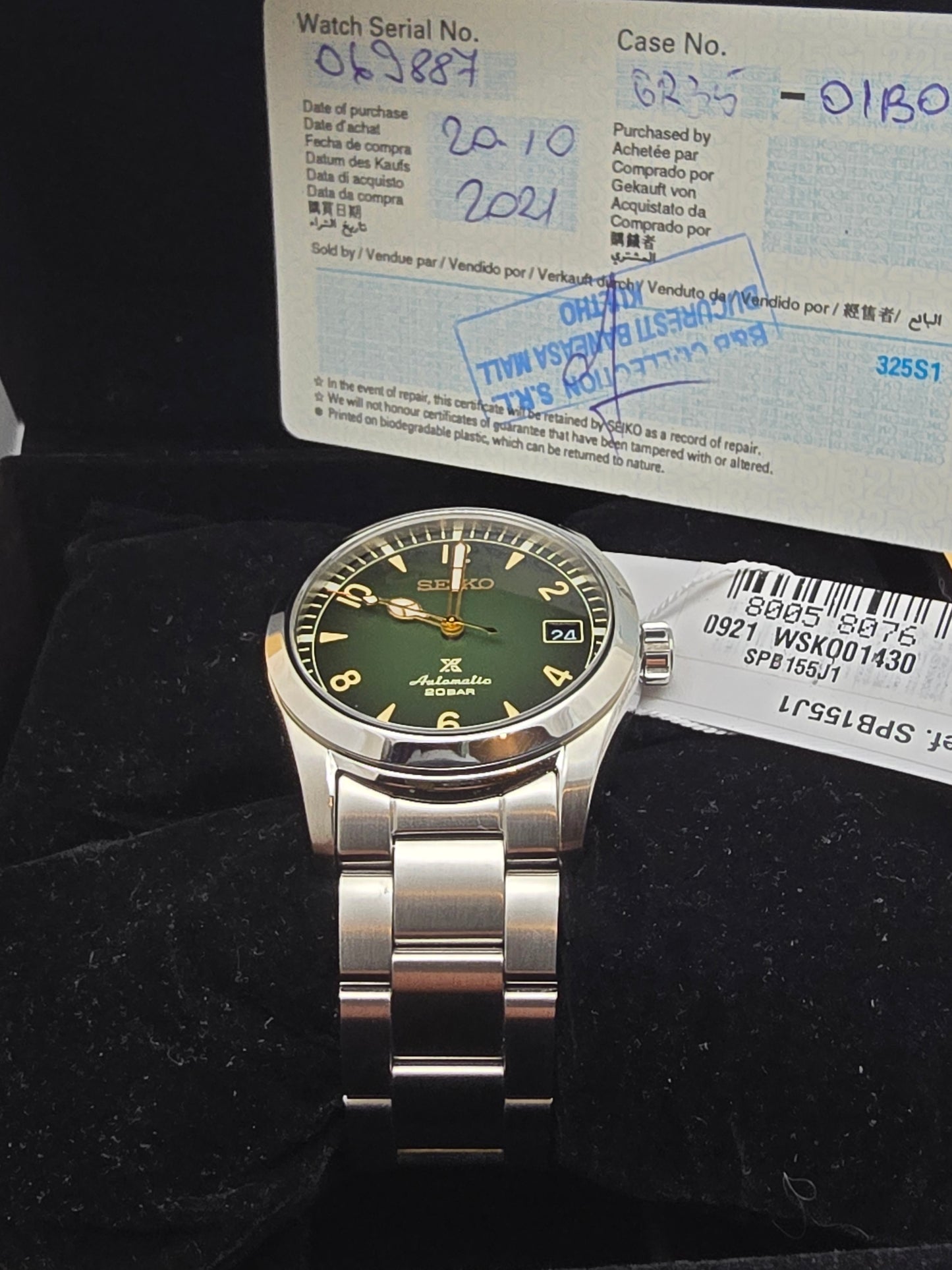Seiko "Baby" Alpinist green 38mm full set