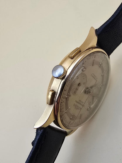 Cronographe Suisse 18K Almadia vintage 1940-1950